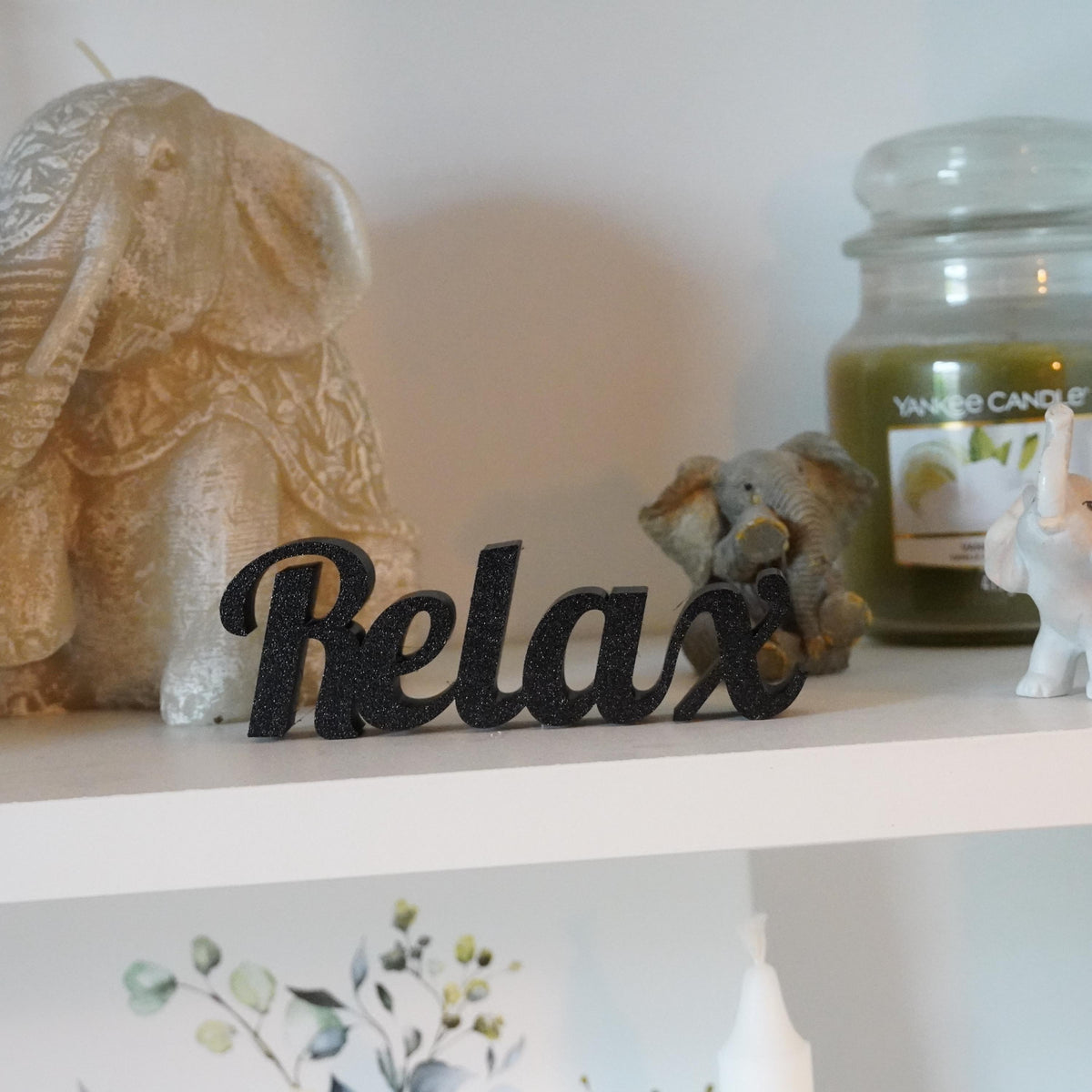 Relax -Deko-Schriftzug | Aufsteller für Bad, Wohnzimmer, Schlafzimmer