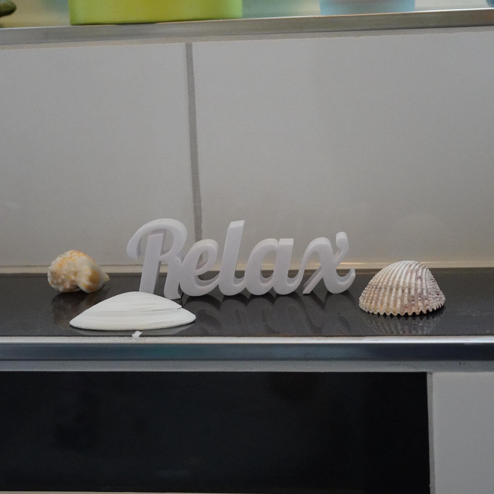 Relax -Deko-Schriftzug | Aufsteller für Bad, Wohnzimmer, Schlafzimmer