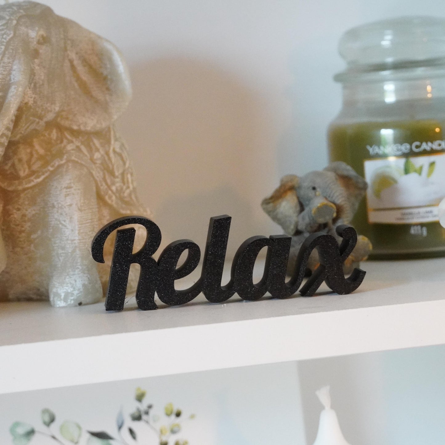 Relax -Deko-Schriftzug | Aufsteller für Bad, Wohnzimmer, Schlafzimmer