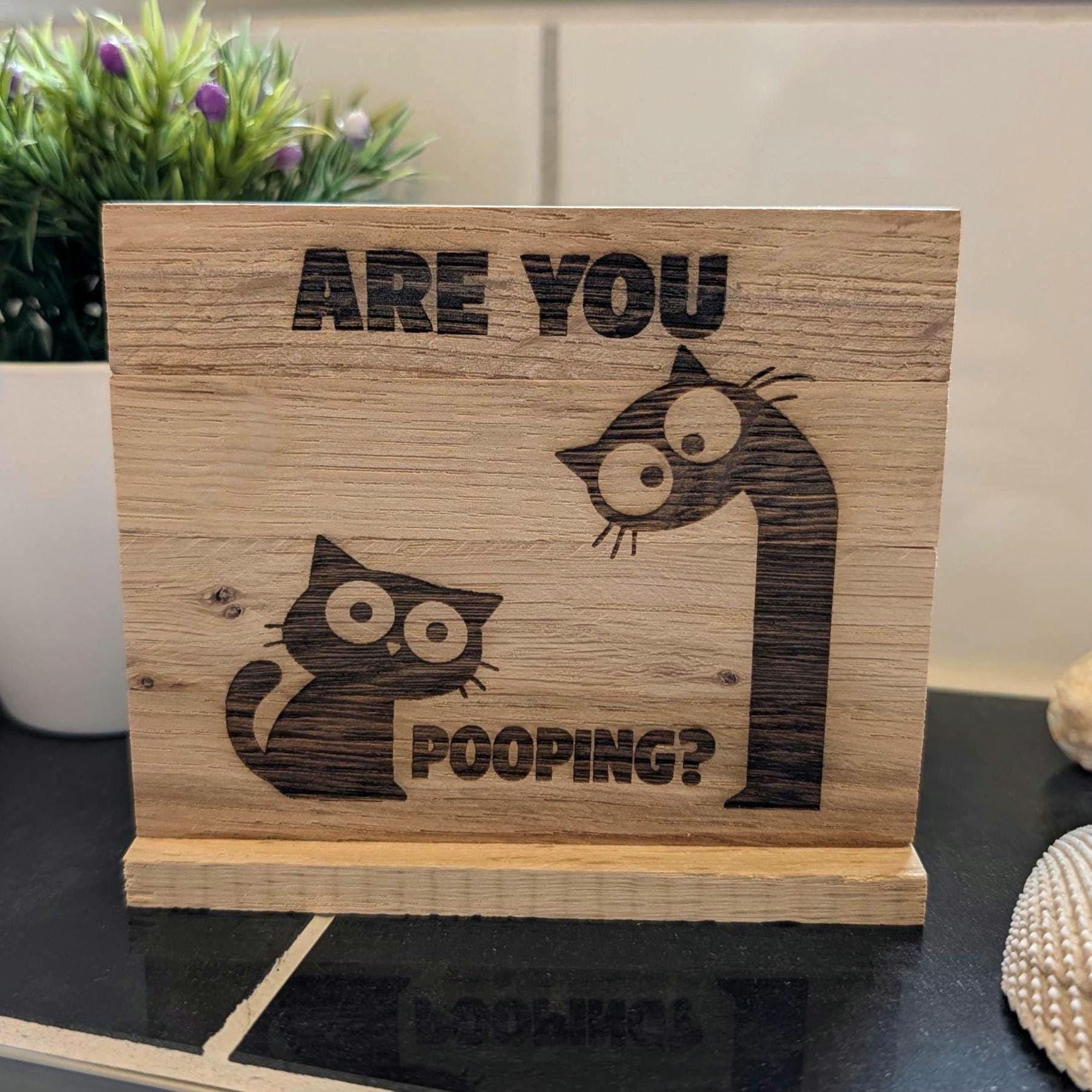 Kloschild lustig | Badezimmerdeko aus Holz "are you pooping?"