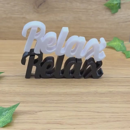 Relax -Deko-Schriftzug | Aufsteller für Bad, Wohnzimmer, Schlafzimmer